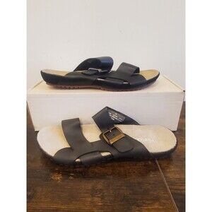 Harssidanzar EU 39 Black Comfort Sandals Leather /Suede Footbed Men-6/ Women-7.5